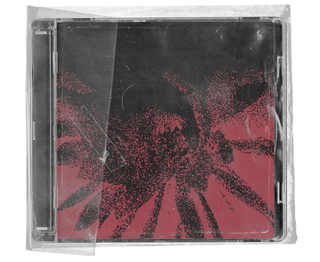 A CD case inside a clear plastic sleeve featuring abstract pixelated artwork of a flower. The flower has dark black petals radiating against a muted red background, creating a gritty, high-contrast effect.