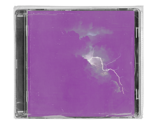 A CD in a clear jewel case, sealed in plastic wrap. The cover art features a bright white lightning bolt striking downwards from a stormy cloud, set against a solid, vibrant purple sky. The CD is photographed head-on against a light gray background.