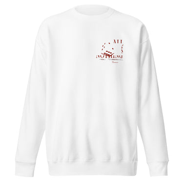 Front view of a solid-colored sweatshirt. A small graphic on the left chest features the text "ALL OR NOTHING" in a fragmented font, combined with high-contrast illustrations of tumbling dice.