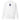 The front of a white sweatshirt. Centered on the chest is a small graphic featuring a stylized black symbol, resembling a chalice, set against a blue rectangular background.