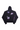 Back of a black hoodie laid flat, featuring a scattered collage of abstract, glitch-style graphics in purple and white. The designs are located on the back and run down the right sleeve, including fragmented patterns and a stylized letter 'K'.