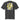 The back of a oversized-tee featuring a large graphic design. The design is centered on the upper back and consists of a spiky, star-like silhouette. Inside the silhouette is an abstract collage of fragmented hands in black and yellow line art, with bold yellow accents and horizontal black lines running through it.