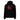 Back view of an oversized hoodie in black. HSR Evernight inspired design shows a large abstract red flower graphic in the center. Above the flower, text reads “veil” with a red circular stamp containing a chinese character.