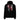 Back view of an oversized hoodie in black. HSR Evernight inspired design, featuring overlapping abstract linework in white, intersecting with solid block shapes in muted red and neutral tones. Bold calligraphic characters (長月夜) in traditional Chinese/Japanese kanji are placed prominently across the center, contrasting with the structured geometric background.