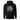 Back view of an hoodie in black. A detailed blue-toned flower with soft gradients of indigo, slate blue, and muted lavender. Overlaid on the flower is stacked text reading “DO YOU REMEMBER / STEP FORTH INTO THESE GENTLE FLAMES / I AM YOUR MEMORY.” Behind the flower, abstract vertical line shapes in a muted bluish-purple create depth and contrast without overpowering the main illustration.