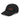 3/4 view of an distressed hat in black. Evernight inspired design showcasing embroidered kanji characters (長月夜) stretch across the crown, bisected by a bold red bar that cuts through the strokes.
