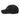 Side view of an distressed hat in black. Evernight inspired design features embroidered kanji characters (長月夜) are centered, sharply crossed by a horizontal red bar for strong contrast between line and form.
