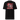 A black tee with a central graphic. The design features the word 'POISE' in a large, deconstructed white font layered over a red rectangle with abstract white patterns. The background includes beige textures and red script accents.