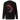 Back view of a sweatshirt in black. Four large vermillion brushstroke characters reading "春木灰心" run vertically down the center, layered with a stark white-and-red painterly tree branch winding through them. Two crimson rectangles bracket smaller ink motifs in the upper-left and lower-right, giving the composition an expressive, calligraphic, graphic-forward feel.