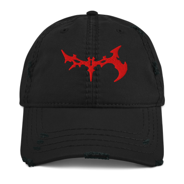 FINE PRINT distressed hat, black, front, default