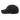Side view of an distressed hat in black. Evernight inspired design features embroidered kanji characters (長月夜) are centered, sharply crossed by a horizontal red bar for strong contrast between line and form.