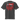 Back view of a oversized tee in faded black. A large HUD-style graphic dominates the upper back, pairing a bold 'DEPART' wordmark with the stacked characters '启行' above a jagged red banner shaped like a torn transit map, its silhouette faintly tracing a figure's profile. Dense micro-typography runs down both sides in vertical blocks of English verse about starlight and a dead sun, framed by sunburst icons, a small red stamp reading '旅未终,' and a technical grid header labeled '2nd/SP.'