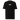 Front view of a T-Shirt in Black. a small chest graphic pairing a gold cursive wordmark partially overlaid by a bold white stylized emblem, with a block-letter word underneath in the same gold tone