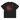 Back view of a box tee in black, flat. HSR Evernight inspired design shows a large abstract red flower graphic in the center. Above the flower, text reads “veil” with a red circular stamp containing a chinese character.