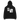 Back view of an oversized hoodie in black. A large two-panel composition fills the back. On the left, a halftoned portrait with a solid black bar across the eyes; to the right, a wider panel of sweeping feathers in heavy contrast. The words "pas" and "d'aveu" float above them in a fine serif, the letters spaced apart and drifting.