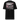 Back view of a t-shirt in black. A large rectangular back graphic layers an ornate hall interior in high-contrast greyscale beneath oversized roman numerals 'XXXVII' and a serif 'IN SILENTIO' wordmark. Dusty pink text bars carry a short poem down the left edge, cut through by thorned starburst linework in the same pink.