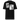 Back view of a t-shirt in black. A large two-panel composition fills the back. On the left, a halftoned portrait with a solid black bar across the eyes; to the right, a wider panel of sweeping feathers in heavy contrast. The words "pas" and "d'aveu" float above them in a fine serif, the letters spaced apart and drifting.