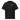 Front view of a box tee in black. A small graphic sits high on the left chest: a loose, hand-drawn halo ring in white tilted above a sharp six-pointed star in soft violet. Both shapes print flat, the ring's brushed edges left rough and unfinished.