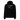 Back view of an oversized hoodie in black. Design is a structured typographic design across the upper back. The composition features a numbered sequence from one to six, each paired with Latin or pseudo-Latin text. The layout is horizontal with thin dividing lines and varied type treatments, creating a grid-like visual system.