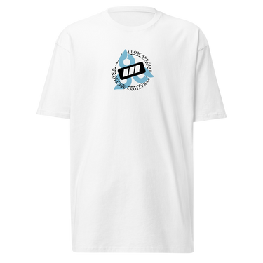 Front view of a solid-colored shirt. A small, circular emblem is centered on the chest, featuring a tilted battery-like icon surrounded by text reading "HOLLOW SPECIAL OPERATIONS SECTION 6". three stylized circular shapes frame the design.