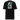 Back view of a solid-colored shirt. A large, vertical collage graphic on the upper back features a high-contrast illustration of a bird in flight, layered with large, stylized East Asian characters and various blocks of text.