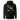 Back view of a hoodie. A large collage graphic is arranged in a grid of rectangular frames. The design features multiple high-contrast silhouettes of birds in flight, a topographical map-like shape, and several small blocks of text and abstract symbols.