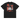 Back view of a box tee in black, flat. A large back graphic: a black-and-white photo of a traditional courtyard torn through with bold red brush strokes, with a fine-line sketched figure at its centre.