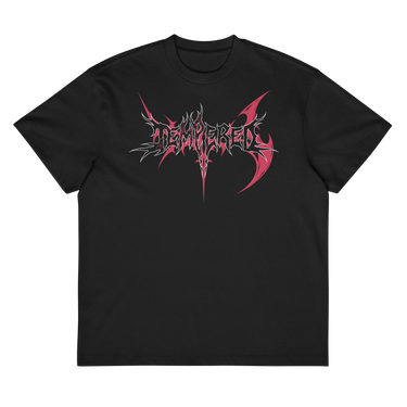 FINE PRINT box tee, black, front, flat