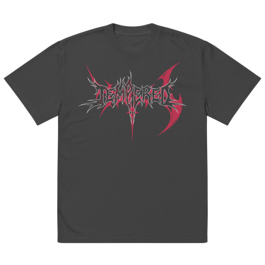 FINE PRINT oversized tee, faded black, front, flat
