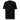 Front view of an t-shirt in black. Design is a small, embroidered red patch on the left chest featuring the white line art of an Astral Express ticket from Honkai: Star Rail.