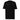 Front view of an t-shirt in black. Design features small text printed across the upper chest: the word ‘genesis’ on the left side, preceded by a circular symbol, and the word ‘ego’ on the right side preceded by a music note.