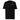 Front view of an t-shirt in black. A minimalist design placed on the upper left chest shows a compact arrangement of small graphic elements, including a circular icon, the word “KRAMPUS” in bold, and a narrow vertical block with stylized symbols.