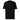 Front view of a tee in black. A small red infinity-loop motif sits at the center chest as the only graphic — minimalist and restrained, with bold color contrast against the dark fabric.