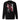 Back view of an sweatshirt in black. HSR Evernight inspired design, featuring overlapping abstract linework in white, intersecting with solid block shapes in muted red and neutral tones. Bold calligraphic characters (長月夜) in traditional Chinese/Japanese kanji are placed prominently across the center, contrasting with the structured geometric background.