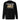 Back view of an sweatshirt in black. A large graphic composition spans the upper back, featuring the phrase “Compliance Authority” in bold at the top, with a date range centered beneath it. Below, a rectangular collage combines a textured illustration of a dial-like object and a stylized figure, framed by vertical bars with additional characters. Thin linework of symmetrical wings extends outward from the bottom edge of the collage, adding contrast to the overall layered design.