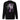 Back view of a Sweatshirt in Black. Large expressive brush-script lettering reading "aWolf" spans the upper back, layered over a color-blocked stripe panel with fine linework illustration behind it. Beside it, a small graffiti-style character mark for "终焉" (Finality) sits next to vertical HUD-style readout text: "LOGIN SUCCESSFUL," "NO PATCH NOTES >>," and "INPUT FINALIZED..."
