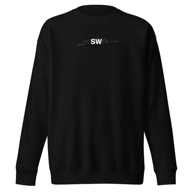 Front view of a Sweatshirt in Black. A small chest graphic reading "silvie" in a bold, hand-lettered signature style, framed by loose script strokes and star accents.