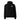 Front view of an oversized hoodie in Black. A small circular emblem sits on the left chest: a gold ring lettered "MIRACULUM IN CAELO NUMQUAM CADET" in white capitals, with a white winged spearhead standing through its centre and swept wings running out to either side.