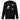 Front view of a solid-colored sweatshirt. The chest features a small signature and four different circular emblems, each containing a unique high-contrast, abstract pattern.