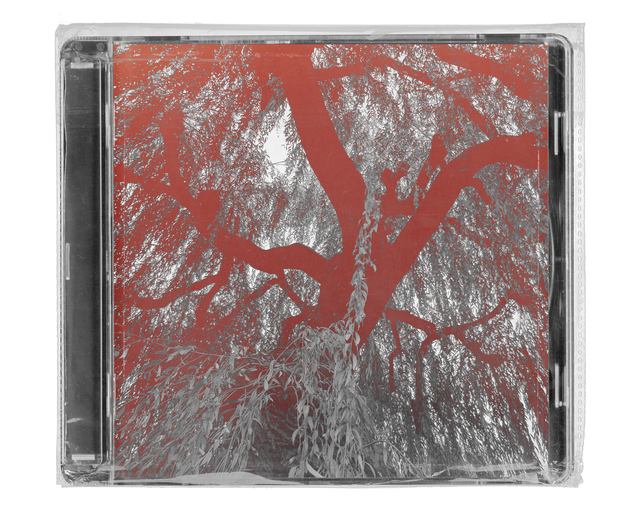 CD jewel case in clear shrink wrap. The cover shows the dark branches of a weeping willow in deep red against silvery, shimmering leaves.