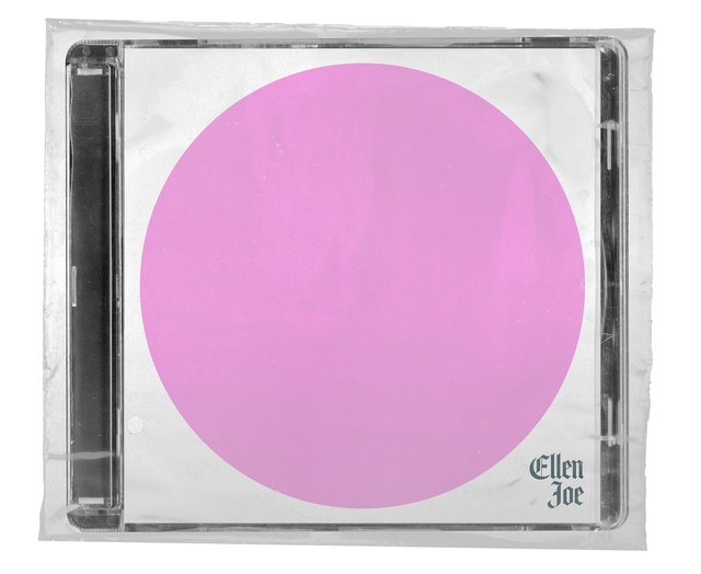 CD jewel case in clear shrink wrap. The cover is white with a large pink circle filling most of it and small dark blackletter type in the lower right corner.