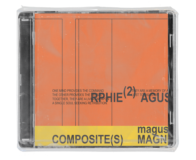 CD jewel case in clear shrink wrap. The cover is bright orange with thin black ruled columns, small capitals reading 'ONE MIND PROVIDES THE COMMAND', large grey title type, and a yellow band along the bottom with the word 'COMPOSITE(S)'.
