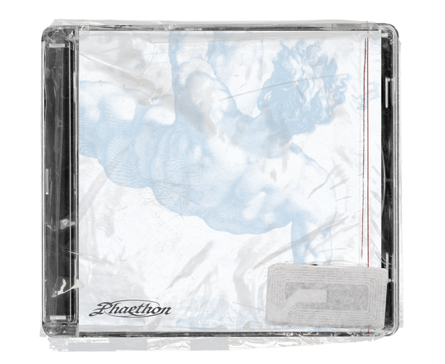 CD jewel case in clear shrink wrap. The cover is white with a pale-blue engraved classical cherub figure, a small black script title in the lower left corner, and a silver security tag in the lower corner.