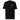 Front view of a solid-colored shirt. A small, vertical collage graphic on the left chest features a large, high-contrast gothic letter 'A' layered with multiple small blocks of text and a floral illustration.