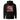 A black hoodie with a central graphic. The design features the word 'POISE' in a large, deconstructed white font layered over a red rectangle with abstract white patterns. The background includes beige textures and red script accents.