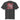 A faded black oversized tee with a central graphic. The design features the word 'POISE' in a large, deconstructed white font layered over a red rectangle with abstract white patterns. The background includes beige textures and red script accents.