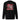 A black crewneck sweatshirt with a central graphic. The design features the word 'POISE' in a large, deconstructed white font layered over a red rectangle with abstract white patterns. The background includes beige textures and red script accents.