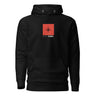 Front view of a solid-colored, hoodie. A small graphic is centered on the chest, featuring a solid vertical rectangle containing a four-pointed star. The word "LYRA" and a small block of technical-style text are positioned below the rectangle.