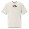 Front view of a solid-colored, oversized oversized-tee. A small graphic is centered on the chest, featuring the word "Burnice" in a high-contrast, gothic-style blackletter font, with subtle, sketchy lines in the background.