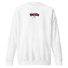 Front view of a solid-colored, oversized sweatshirt. A small graphic is centered on the chest, featuring the word "Burnice" in a high-contrast, gothic-style blackletter font, with subtle, sketchy lines in the background.